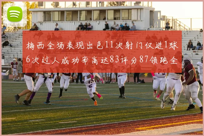 梅西全场表现出色11次射门仅进1球6次过人成功率高达83评分87领跑全场